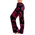 thumbnail image 2 of Love Heart Print Pajama Pants for Women Valentine Sleep Pants Wide Leg Comfortable Pajama Bottoms with Drawstring Waist Hot Pink L, 2 of 6