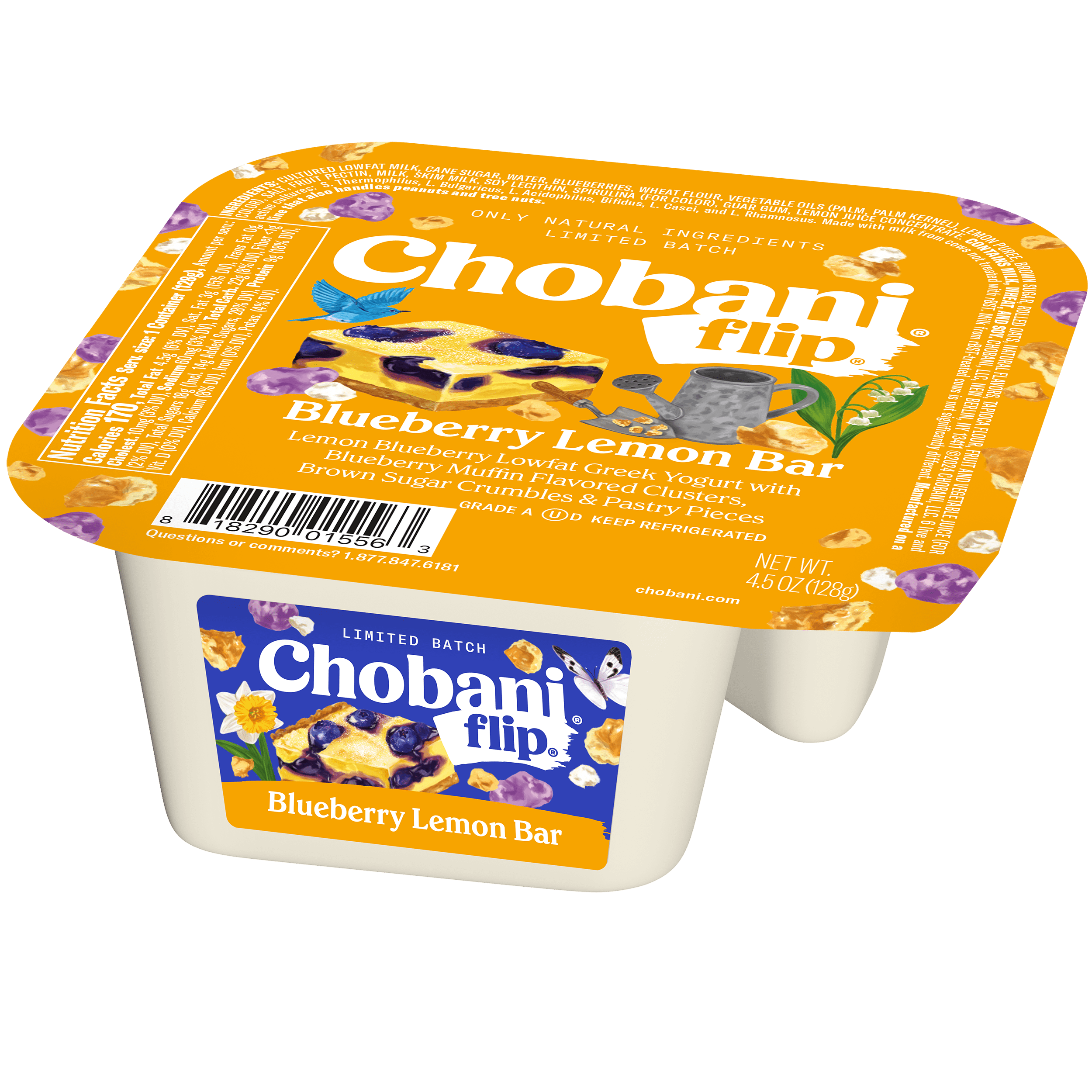 Chobani Flip Low-Fat Greek Yogurt Limited Batch Blueberry Lemon Bar 4.5oz