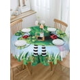 thumbnail image 2 of Round Tablecloth St. Patrick's Day Waterproof Oil Proof Polyester Table Cloth Cover Decor for Home Dining Outdoor,Patio,Parties, 60" Dia. Leprechauns Green Clovers Hat Rainbow, 2 of 9