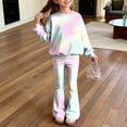 thumbnail image 2 of Grblisyd Girls 2 Piece Outfits Kids Crew Neck Long Sleeve Tops and Elastic Waist Flared Pants Cute Cartoon Print Sweatsuit Clothing Sets, 2 of 7