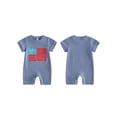 thumbnail image 2 of BemeyourBBs Newborn Baby Boy 4th of July Outfit Patriot Independent Day Clothes Summer Waffled Romper Short Sleeve  USA Flag Print One Piece Jumpsuit Playsuit, 2 of 9