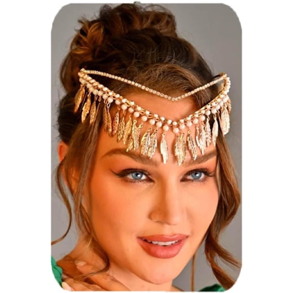 Gold Leaf Crown and Tiara Leave Crown Goddess Headpiece Boho Bridal Headband Wedding Hair Accessories for Women and Girls