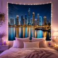 thumbnail image 2 of Modern Cityscape at Night with Glowing Skyscrapers on Water, Dramatic Coastal Art for Urban Decor Enthusiasts, Coastal Wall Art, Christmas Gift, Tapestry Wall Hanging for Living Room and Office, 2 of 7