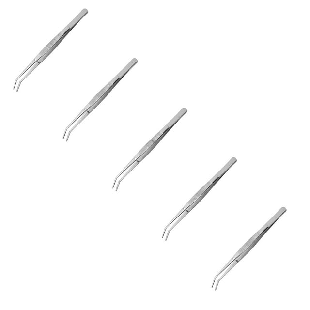 Stainless Steel Tweezers, Curved Serrated Tip Multipurpose Sewing Machine Tweezers for Craft Repairing, Sewing Machine, Stamp Beads Jewelry Tools 1/2/3/4/5/6PCS