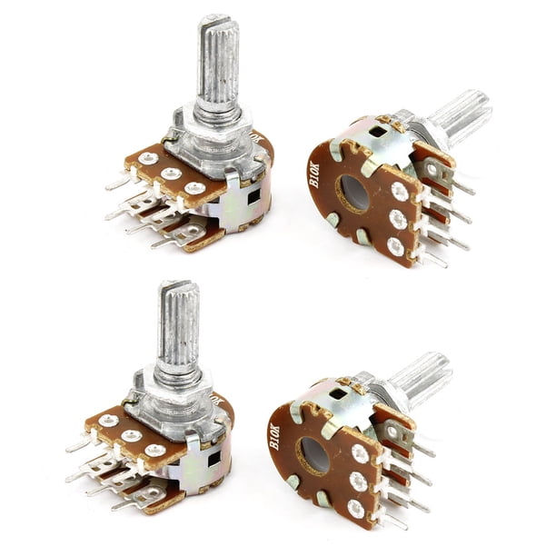 4 Pcs B10K 10K ohm 6 Pines Eje Dividido Potenciómetro Lineal Doble Taper de Película de Carbono