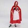 thumbnail image 4 of IBTOM CASTLE Women's Little Red Riding Hood Costume Halloween Christmas Party Dress up with Hooded Cloak Velvet Cape for Photo Prop L Red + Black, 4 of 8