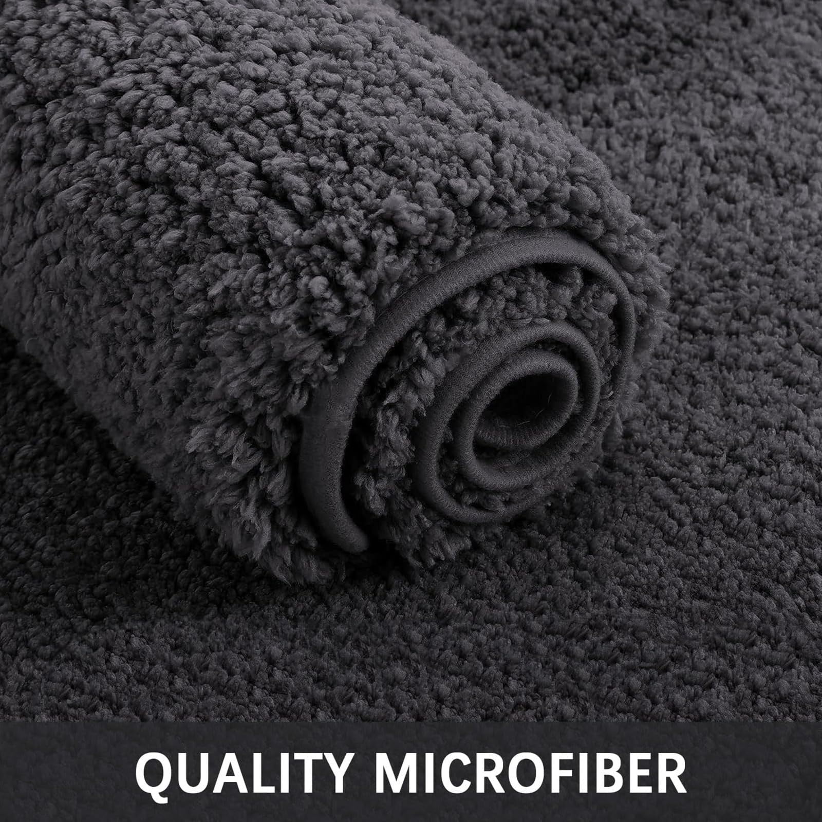 Buganda Microfiber Bathroom Rugs (24x47, Grey) Shaggy Soft and Absorbent, Non Slip, Thick Plush, Machine Washable Bath Mat and Bath Rugs for Bathroom