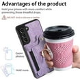 thumbnail image 6 of Phone Case for Samsung Galaxy S21 5G 6.2 inch Wallet Cover with Tempered Glass Screen Protector and Wrist Strap Lanyard RFID Credit Card Holder Ring Stand Cell Accessories S 21 21S G5 Women Men Purple, 6 of 13