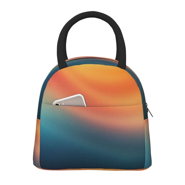 Balery yellow orange and teal Bolsa de Almuerzo para Mujeres, Caja de Almuerzo, Bolsa de Almuerzo Pequeña Impermeable, Tote de Almuerzo Reutilizable con Gran Capacidad