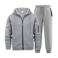thumbnail image 1 of Ccpelsie Men's 2 Pieces Tracksuits Running Sports Suits Drawstring Waistband Sweatsuit with Pockets For Fall Winter(A01-Light Gray,M), 1 of 8