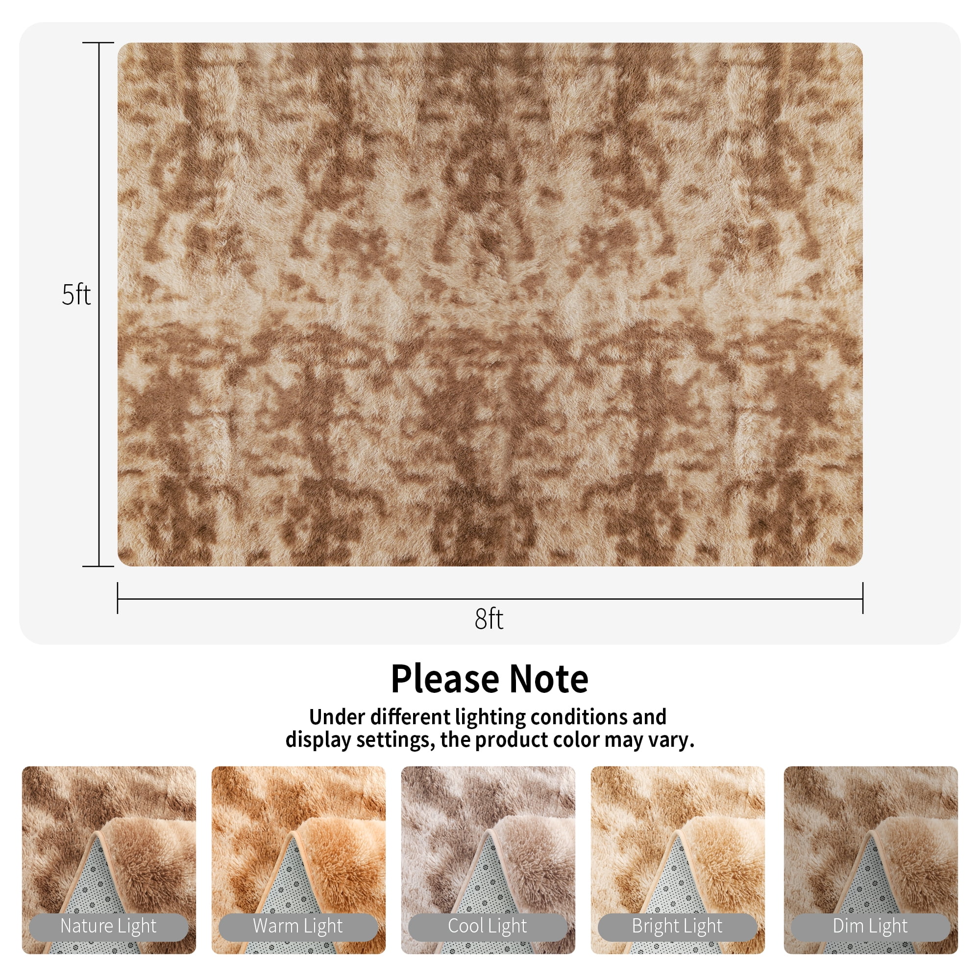 CozyDesg 5ft x 8ft Area Rugs, Soft Fluffy Area Rugs Floor Mat Floor Rugs for Living Room Bedroom Modern Decor Carpet, Camel