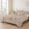 thumbnail image 2 of King Quilt Set 96''x106'', Brown Flowers Lightweight Bedspread Coverlet Set with 2 Pillow Shams, Vintage Farmhouse Floral Leaves Vines Breathable All Season Quilt Bedding for Bedroom/Guest Room, 2 of 9