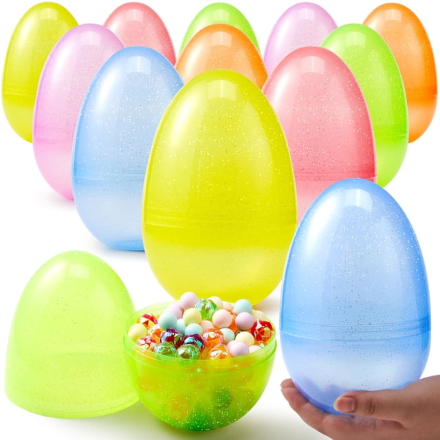 Huevos de Pascua de plástico JOYIN Jumbo de 7 pulgadas, 6 colores, 12 unidades
