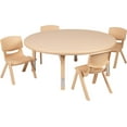 thumbnail image 2 of Flash Furniture Ensemble de Table d'Activité Ronde en Plastique Naturel de 45 Pouces à Hauteur Réglable avec 4 Chaises, 2 of 14