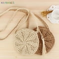 thumbnail image 5 of BadPiggies Women Straw Crossbody Bag Handmade Woven Phone Purse Tassels Crochet Summer Beach Shoulder Bag Round Handbag (Beige), 5 of 8