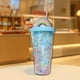 thumbnail image 5 of Colorido vaso de pajita de plástico de 550 ml con aislamiento de dos niveles, vaso portátil de bebida fría de verano para estudiantes, botella de agua Fruit Punch de 18.6 oz con pajita dura, 4, 5 of 6