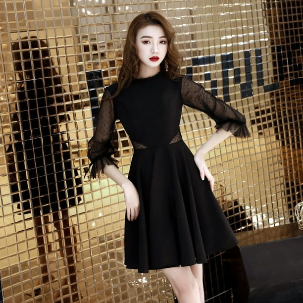Vestido de noche negro Vestido elegante para mujer Vestido pequeño Vestido de banquete