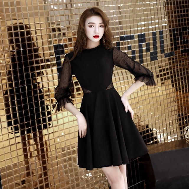 Vestido de noche negro Vestido elegante para mujer Vestido pequeño Vestido de banquete