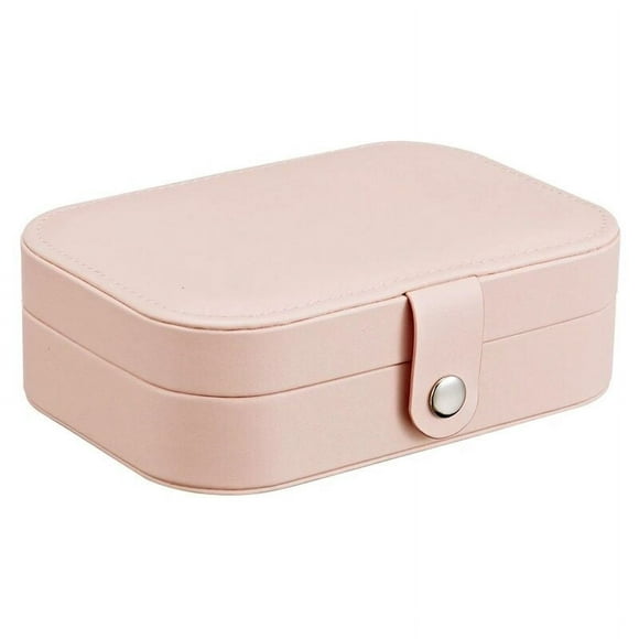 Hongchun Portagioie portatile, collana, anello, orecchini, scatola di immagazzinaggio, doppio strato, Portagioie per la casa, rosa arancio
