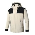 thumbnail image 2 of VBTAPA Mens Rain Jacket Waterproof Lightweight Hooded Windbreaker Color Block Trendy Outerwear Jacket for Golf Hiking Athletic Outdoor Khaki XXXL, 2 of 4