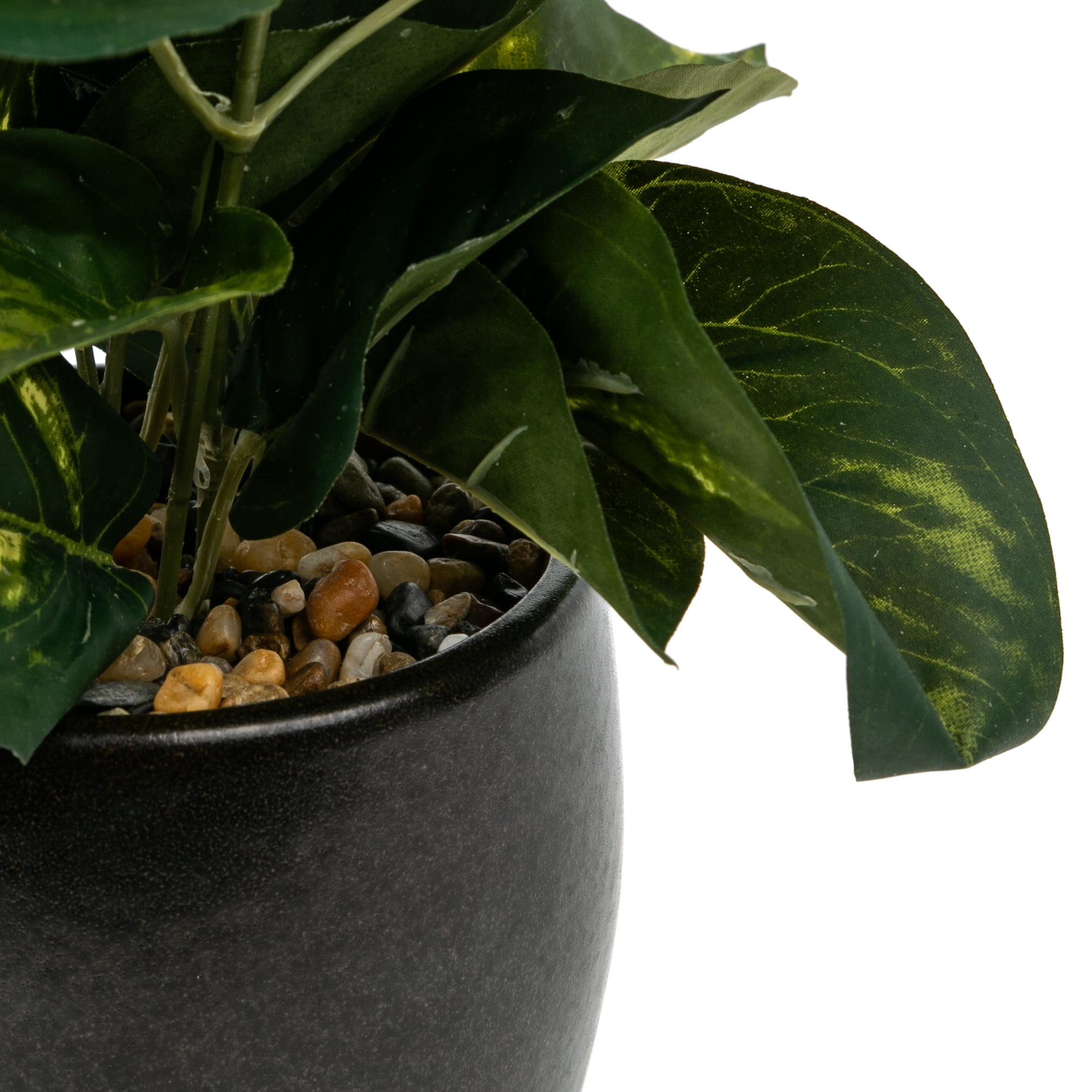 Better Homes & Gardens Artificial Dieffenbachia in Dark Brown Ceramic Planter, 12 in