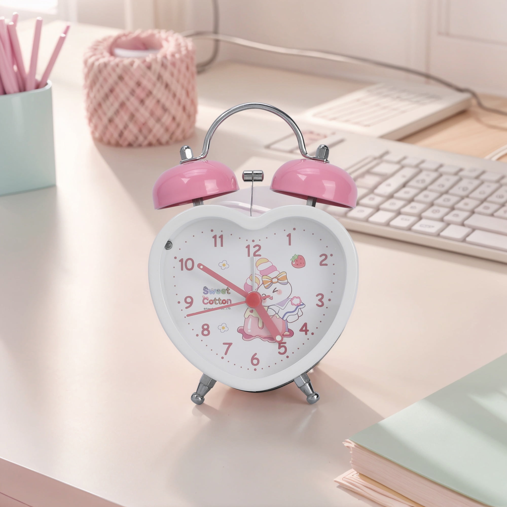 Unique Bargains Heart-Shaped Alarm Clock White 3.3"L x 2.2"W x 5.1"H