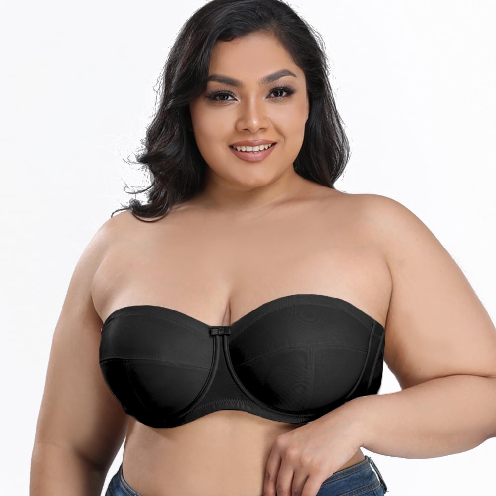 LELEBEAR Phizeza Strapless Bra, Strapless Bra for Big Busted Women, Full  Support Non-Slip Convertible Bandeau (as1, Cup_Band, Numeric_32, b, Black)  at  Women's Clothing store