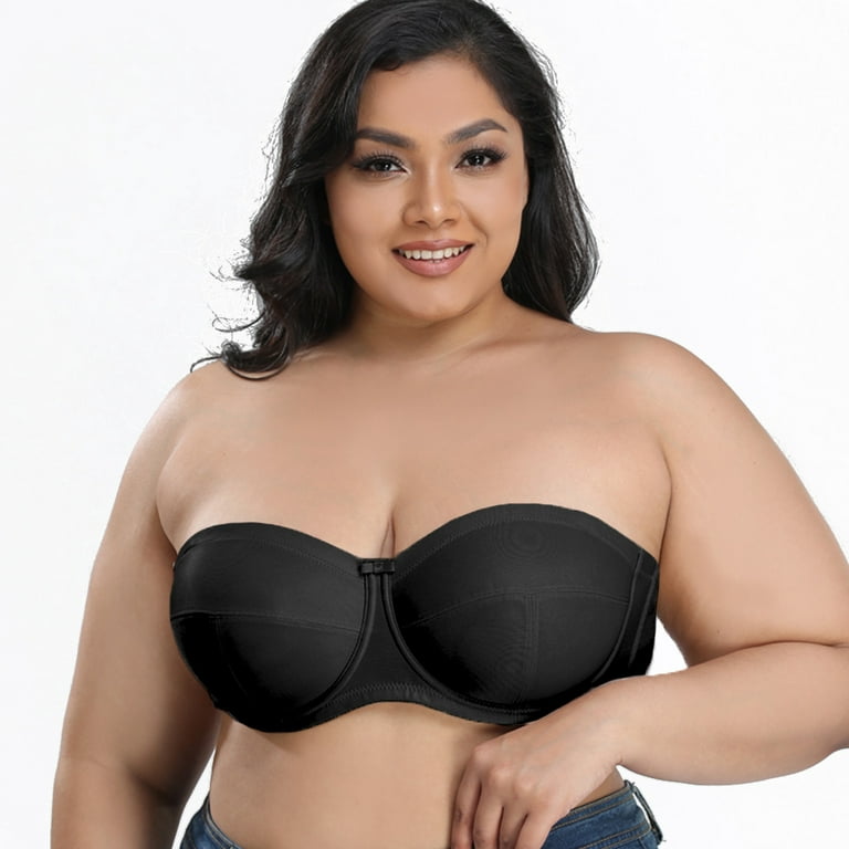 AISILIN Women's Strapless Bras Big Busted Support Lightly Padded Underwire  Bandeau Black 32C at  Women's Clothing store