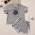 thumbnail image 3 of shoper Summer Outfits 2 Piece for Girls Rainbow Printing Soft Cotton Pjs Short Sleeve T-Shirts Top & Shorts Girls' Sleepwear Kids Casual Clothes Size 4-5 Years Grey, 3 of 10