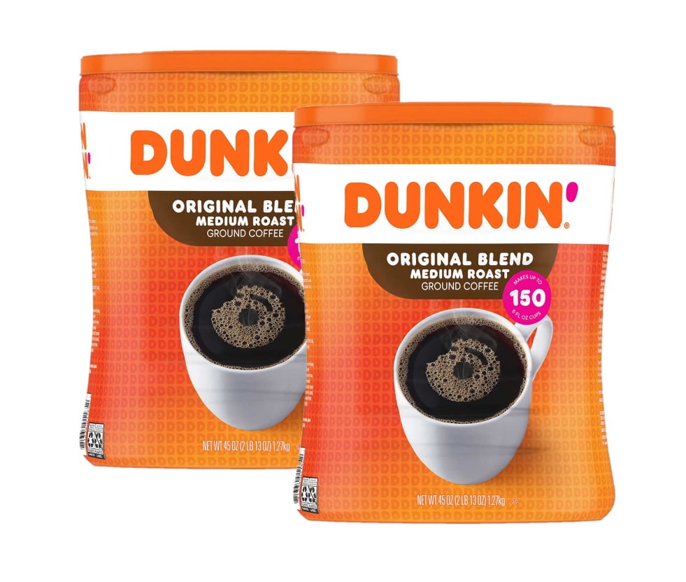 2 Pack Dunkin' Donuts Original Blend Ground Coffee, Medium Roast, 45