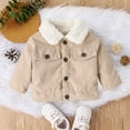 thumbnail image 2 of JUMEYU Jacket for Baby Girls Baby Corduroy Jacket with Sherpa Collar Button-Up Winter Coat 12 18 Months (Khaki,12-18 Months), 2 of 8