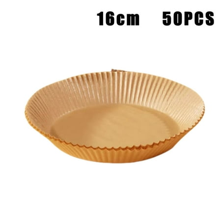 

KongLyle Air Fryer Paper Liner Non-Stick Mat Pulp Steamer Round Paper Liner Kitchen Supply(50pcs 16cm)