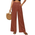 thumbnail image 2 of JJHGVB Long Trousers Summer Outfit Sweat Wear Pull-On Pant Wide Leg Palazzo Wide Leg Pants cream pants palazzo pants Flowy Pants Straight Leg Trousers High Waist Pants with Pockets Red XL, 2 of 9