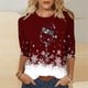 thumbnail image 2 of Camisetas de Navidad para Mujeres, 3/4 Manga Cuello Redondo Blusa con Estampado de Vacaciones, Top de Moda Casual, 2 of 5