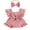 Pink, variant on Suealasg Newborn Baby Girl 2Pcs Summer Outfits Lace Sleeve Round Neck Ruffle Romper with Headband Set Infant Birthday Photoshoot Clothes 0-18 Months