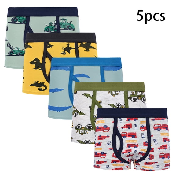 Esaierr 2-12T Boys Boxer Briefs Cotton Underwear for Teen Kids Baby Cartoon Panties Boys Cartoon Breathable Boxer Briefs (Pack of 5)
