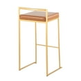 thumbnail image 6 of Fuji Contemporary Barstool In Gold With Camel Faux Leather - Set Of 2, 6 of 8