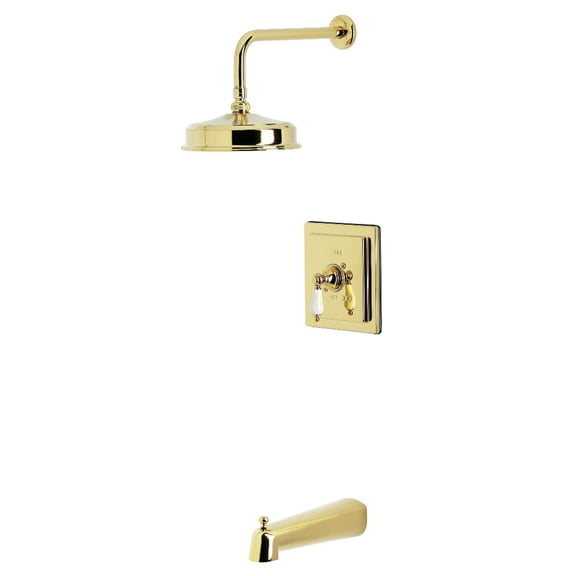 Kingston Brass KB5892PL Demure Single-Handle Pressure Balanced Tub and Shower Faucet, Polished Brass