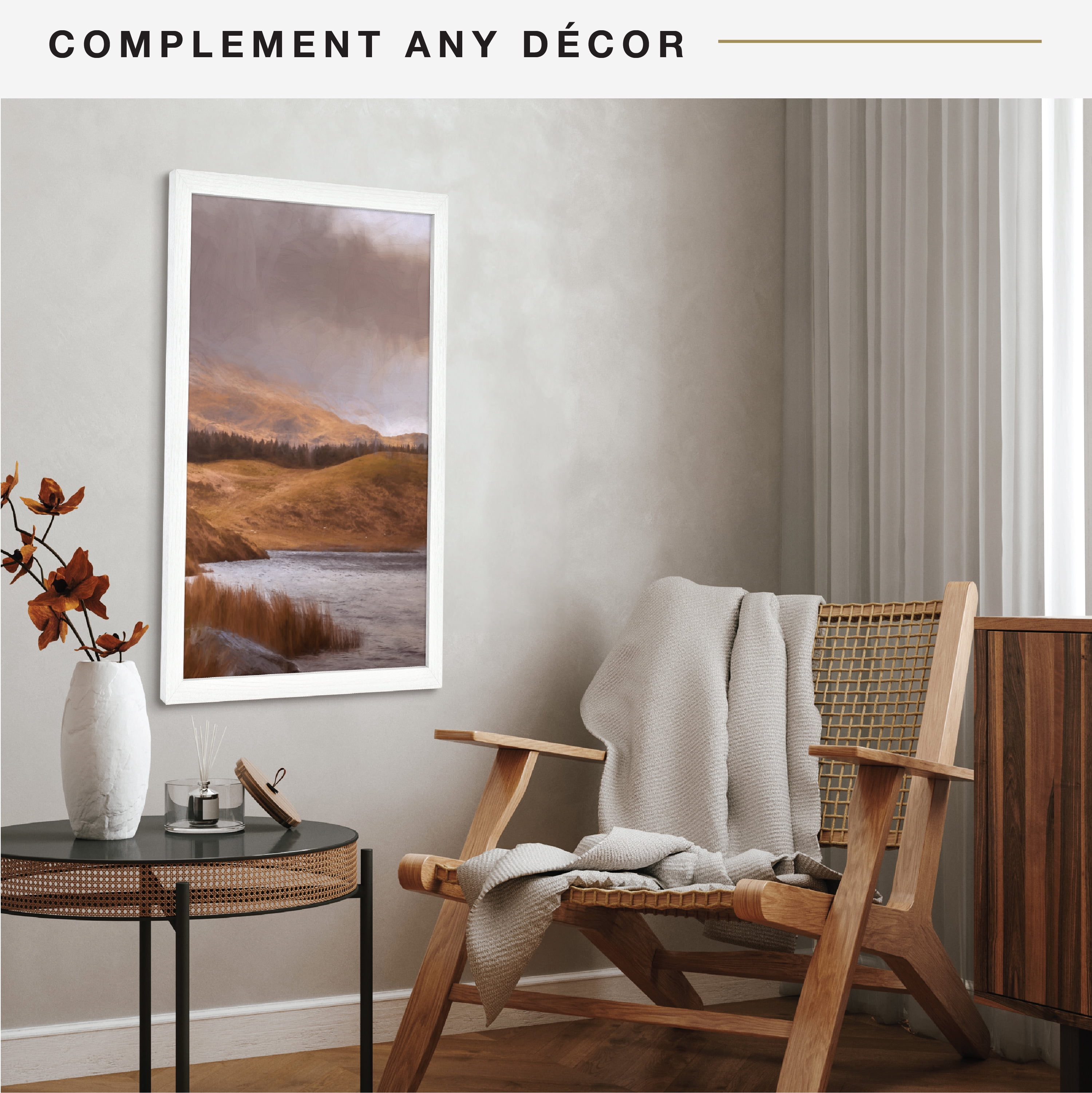 MCS Studio Gallery 18x24 Poster Frame White Woodgrain Engineered Wood, Vertical & Horizontal Wall Hanging Large Picture Frame for Photos, Posters & Art Prints (1-Pack)