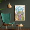 thumbnail image 2 of New York Wall Art with Frame, Urban Theme Watercolor Style Effect Landscape of City Life Skyscrapers, Printed Fabric Poster for Bathroom Living Room, 23" x 35", Yellow and Sky Blue, by Ambesonne, 2 of 2