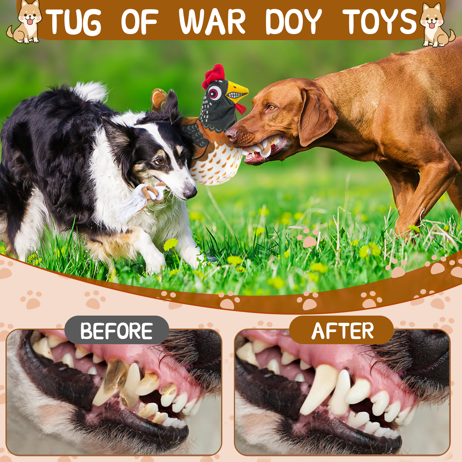 Pet Tug-of-War Toy with Squeaker – Durable Chicken-Shaped Dog Toy for Small to Large Breeds, Rope Design for Interactive Play, Built-in Squeaker for Extra Fun