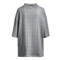 thumbnail image 6 of fnnxeal Mens Oversized Relaxed Fit Cable Knit Shirt Gray Mid Elbow Short Sleeve V Neck Polyester Wrinkle Resistant Casual Everyday Lounge TopSize XL, 6 of 6