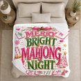 thumbnail image 5 of Cheerful Mahjong Game Night Christmas, Festive Holiday Scene, Warm Flannel Blanket for Living Room and Reading Nook, Art Lovers Christmas Gift, Festive Home Decor, 5 of 9