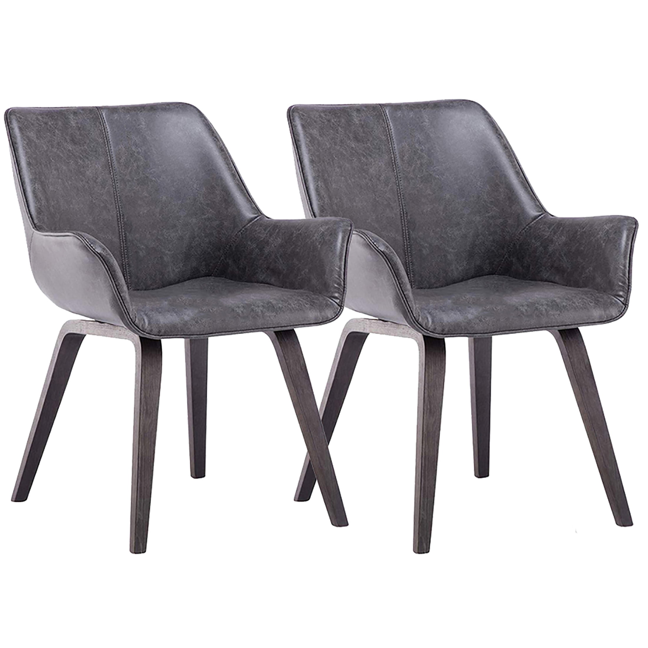 Homy Grigio Faux Leather Living Room Chairs With Armrest, Dining Chairs