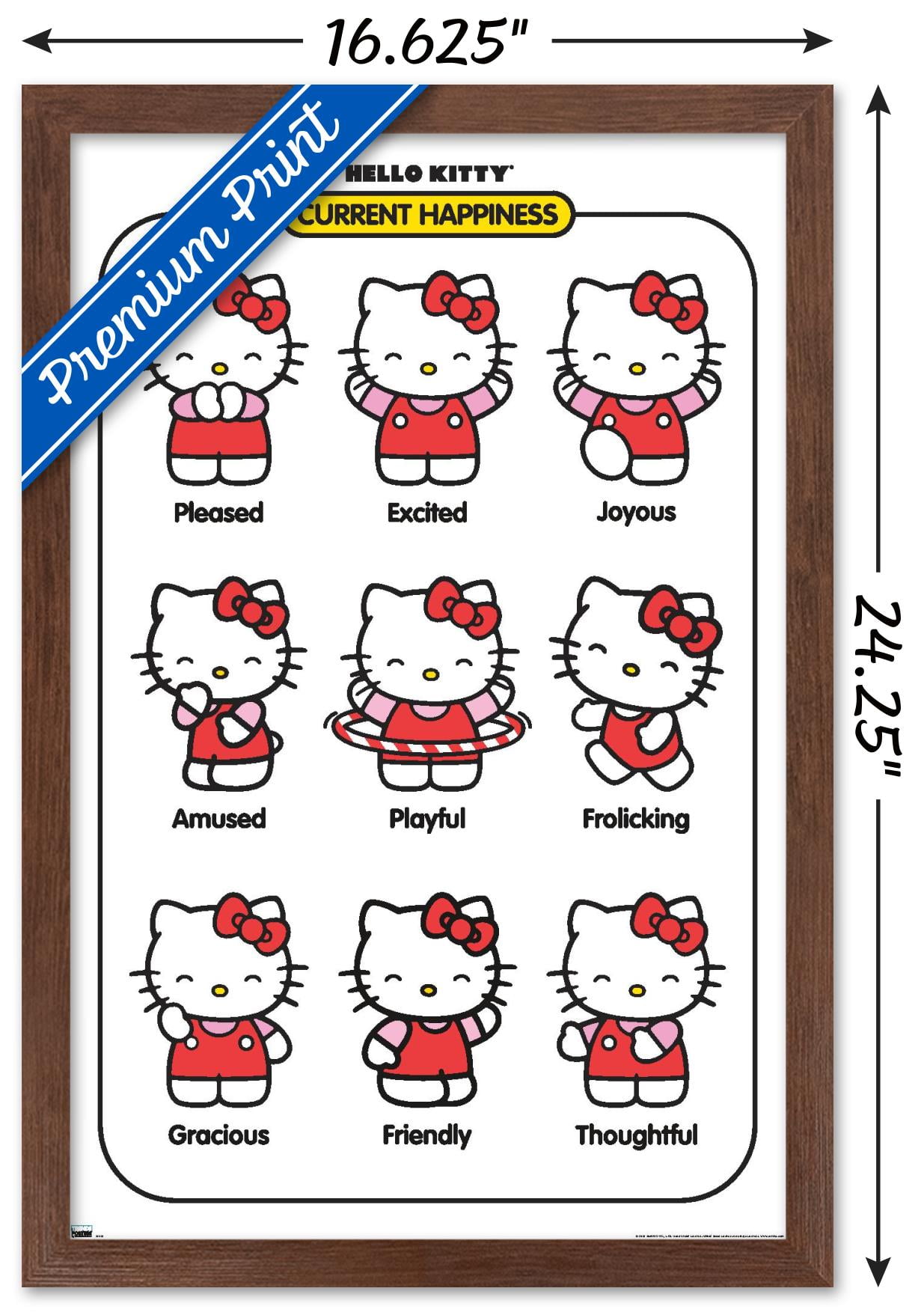 Hello Kitty - Current Happiness Wall Poster, 22.375 inch x 34 inch Framed, FR23299WHT22X34EC