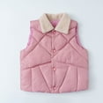 thumbnail image 2 of Boys Girls Winter Vest Coat Warm Thick Sleeveless Cotton Jacket Buttom up Polar Fleece Lapel Collar Waistcoat (8-9 Years, Pink), 2 of 7
