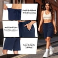 thumbnail image 3 of Cadmus Women's Casual Comfy 9" Bermuda Shorts Yoga Walking Running Drawstring Shorts with Pockets, 3 of 9