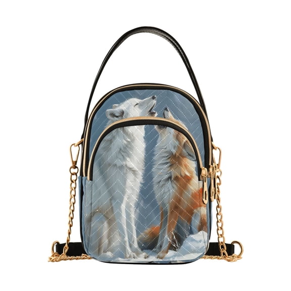ALAZA Chain Crossbody Bags for Women Wolf and Fox Shoulder Handbag Phone Purse
