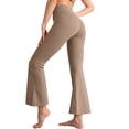 thumbnail image 3 of MVRLSH Womens Yoga Pants Soft High Waist Flared With Side Pockets for Daily Leggings for Women Running Gym and Workout Brown - XXL, 3 of 7