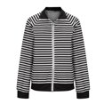thumbnail image 3 of Kaemgyyd Jackets for Women Lightweight Casual Long Sleeve Lapel Zip up Coat Stripe Printing Loose Outerwear with Pockets, 3 of 5